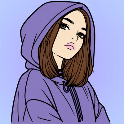 a realistic girl in a hoodie