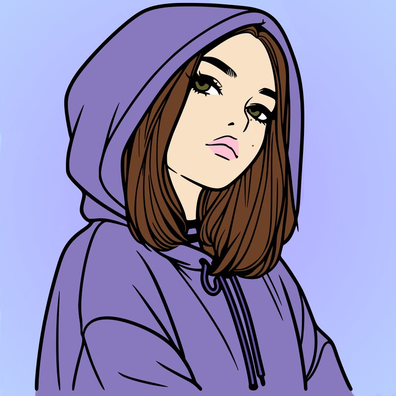 a realistic girl in a hoodie