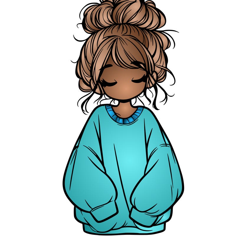 girl with baggy sweatshirt and messy bun
