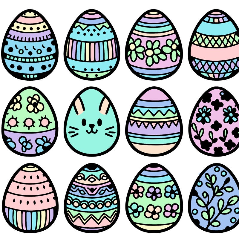 easter eggs with simple pattern