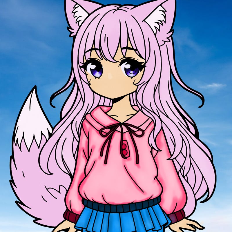 human girl with fox ears and fox tail