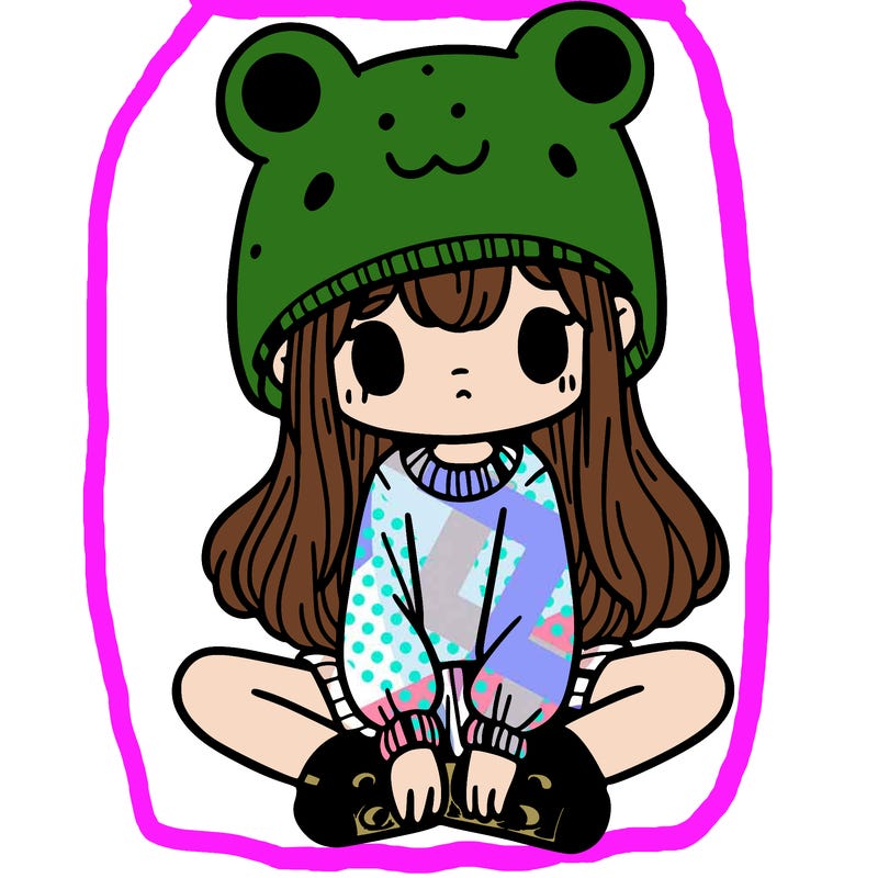 a girl wearing a frog hat and some frog socks