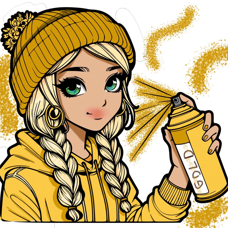 realistic girl spray painting