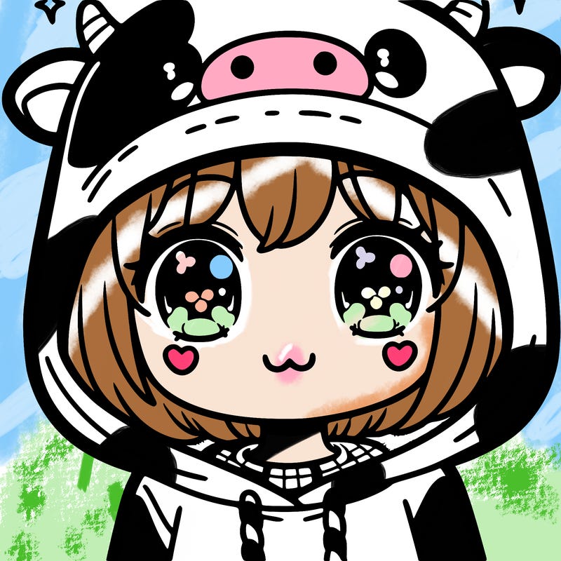 kawaii girl with cow hoodie