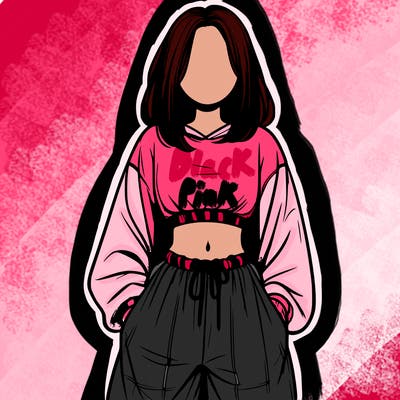 realistic girl faceless with baggy pants and a crop top