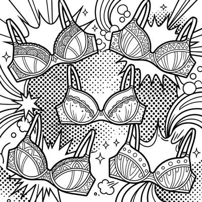 Dive into the vibrant world of fashion with this exciting Pop Art push-up bras coloring page. Featuring dynamic lines and classic comic-book style, it's a unique blend of flair and fun waiting for your colors.