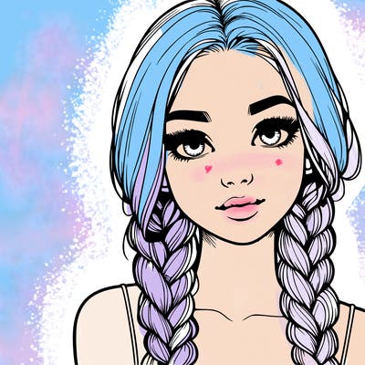 realistic girl with braids