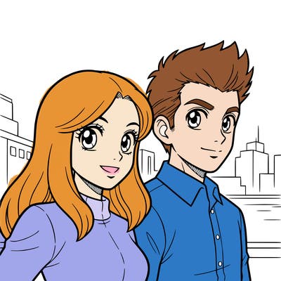 a girl named faith with jinu from k pop with simple background