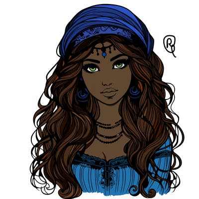realistic beautiful mysterious gypsy girl