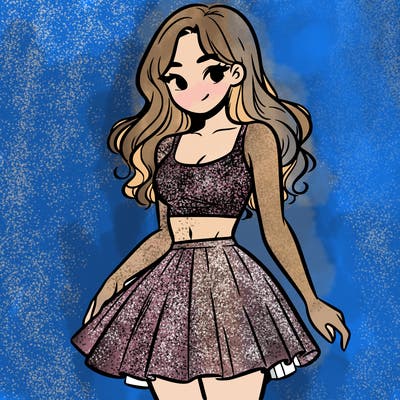 woman in a skirt and crop top