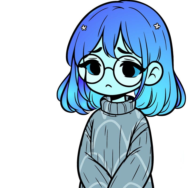sad girl with glasses in a sweater