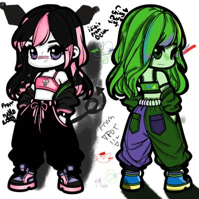 girl in crop top and baggy pants