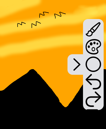 Paint - Draw & Sketch - A simple sunset drawing on a small screen with digital art tools