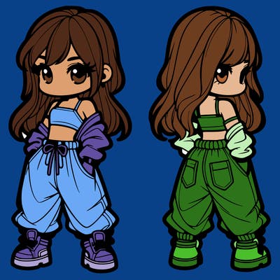 girl in crop top and baggy pants