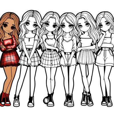 a group of girls realistic