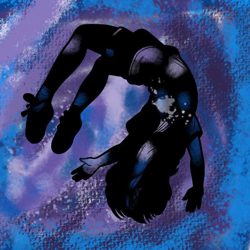 realistic girl doing a backflip