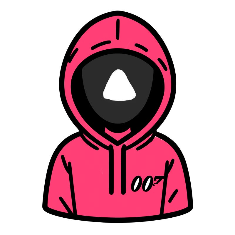 a person with non face waering a hoodie with a small 007 symbol