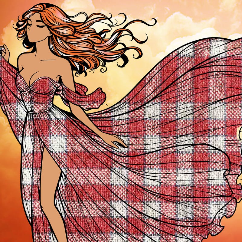 realistic woman in dress flowing the the wind