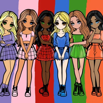 a group of girls realistic