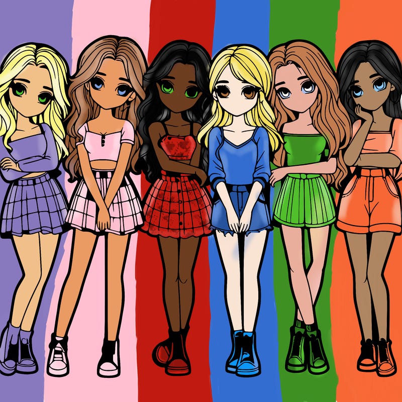 a group of girls realistic