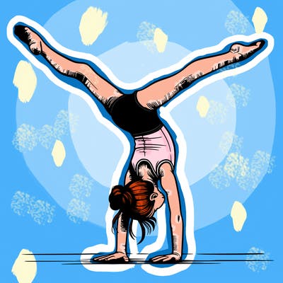 realistic gymnastic hand stand girl in four splits