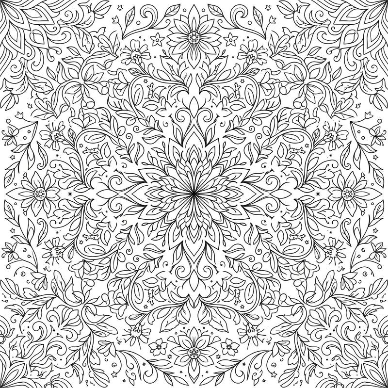 Dive into the intricate beauty of our Kaleidoscope Flowers coloring page, a symmetrical design bursting with detailed floral patterns. This captivating template offers a mindful and relaxing artistic escape for all ages.
