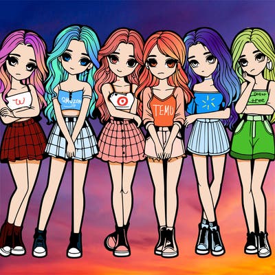 a group of girls realistic