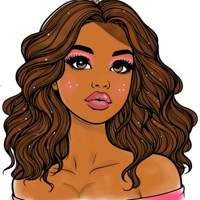realistic girl with wavy hair and lips