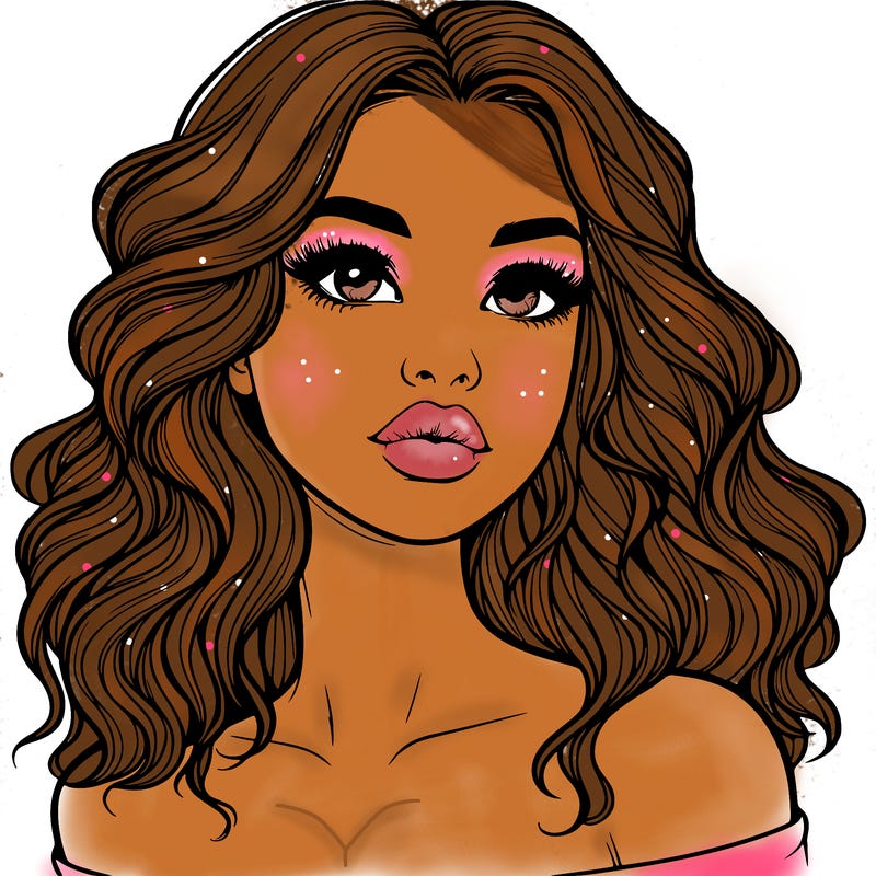 realistic girl with wavy hair and lips