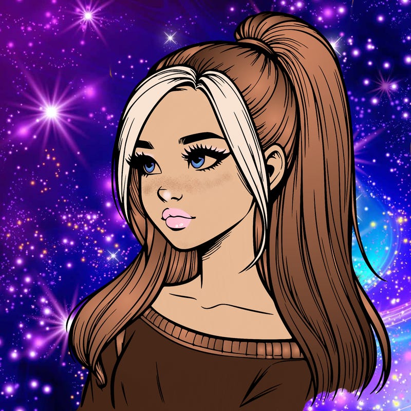 realistic girl with a high ponytail