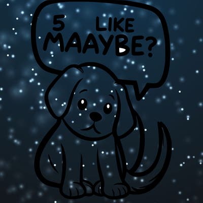 a puppy that says 5 like maybe