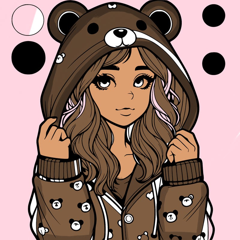 realistic girl in a animal pjs hoodie