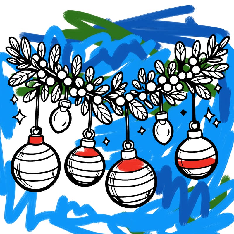christmas garland with big bulbs