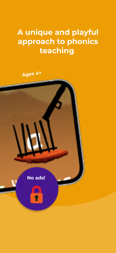 Kahoot! Learn to Read by Poio - Kahoot Learn to Read app screen highlighting its playful approach to phonics teaching for ages 4 plus with no ads