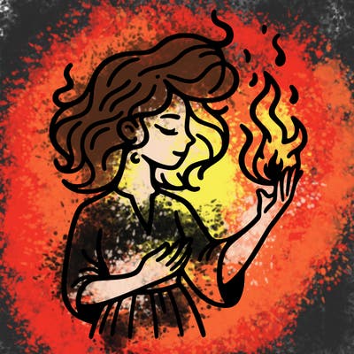 woman with fire