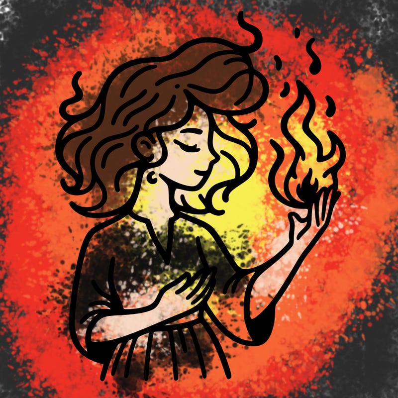 woman with fire