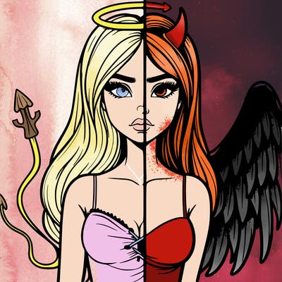 devil vs angel realistic girl