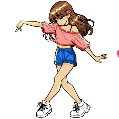realistic girl danceing