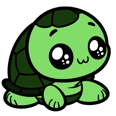 cute little animated turtle