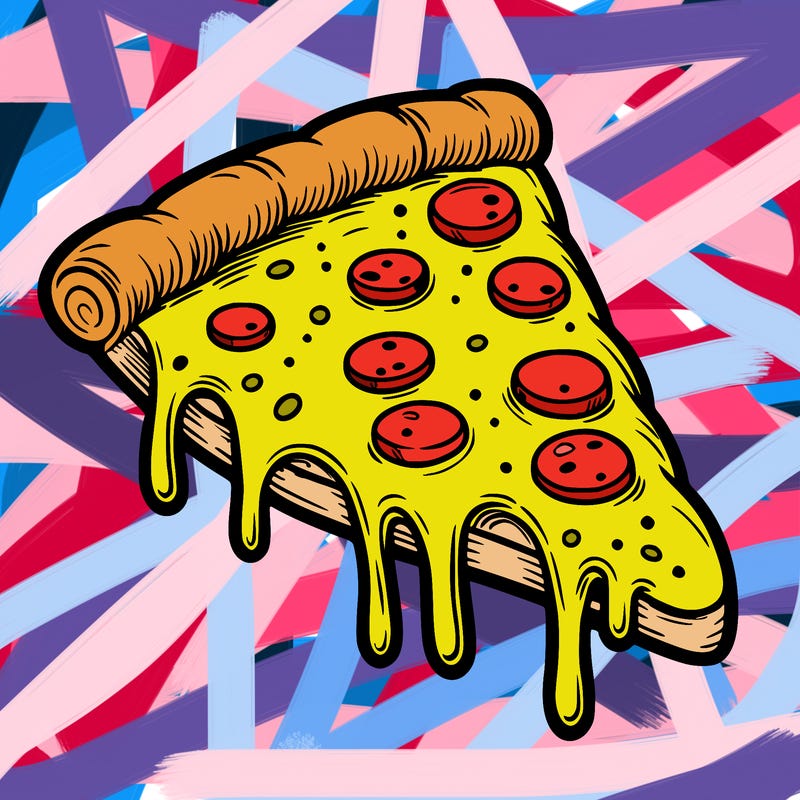 pizza slice with melted cheese