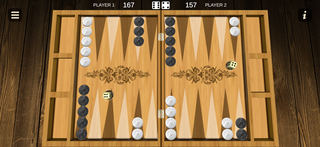Backgammon - Two player - Classic backgammon game on a realistic wooden board for two players