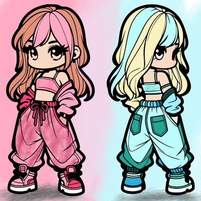 girl in crop top and baggy pants