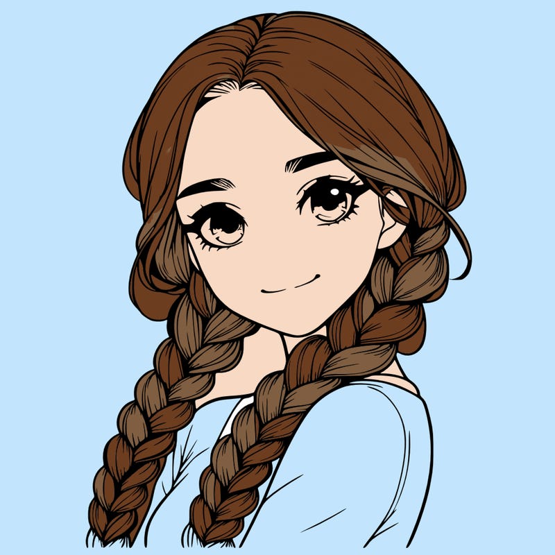 realistic girl with braids