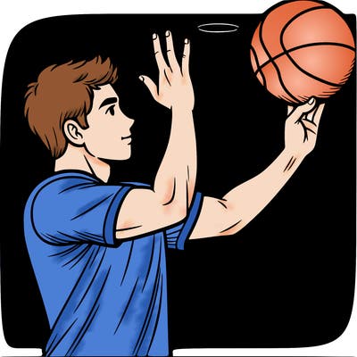 man playing basketball shooting