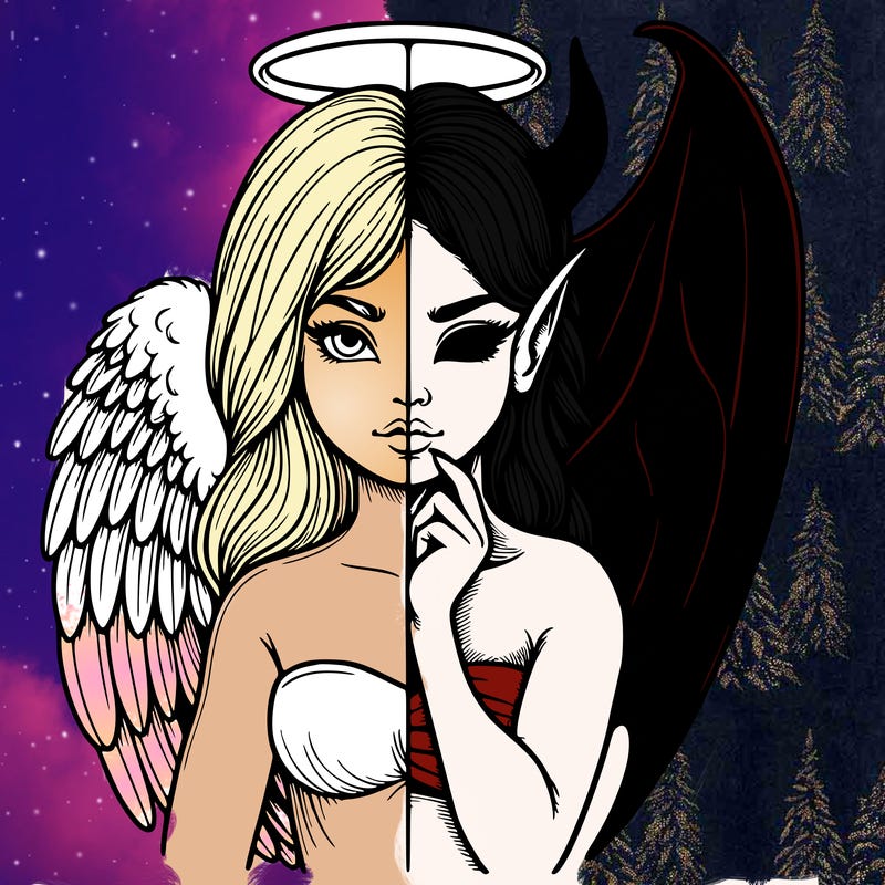 realistic angel half demon