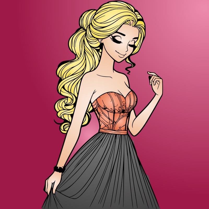 a realistic woman wearing an elegant dress