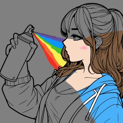 a realistic girl spray, painting