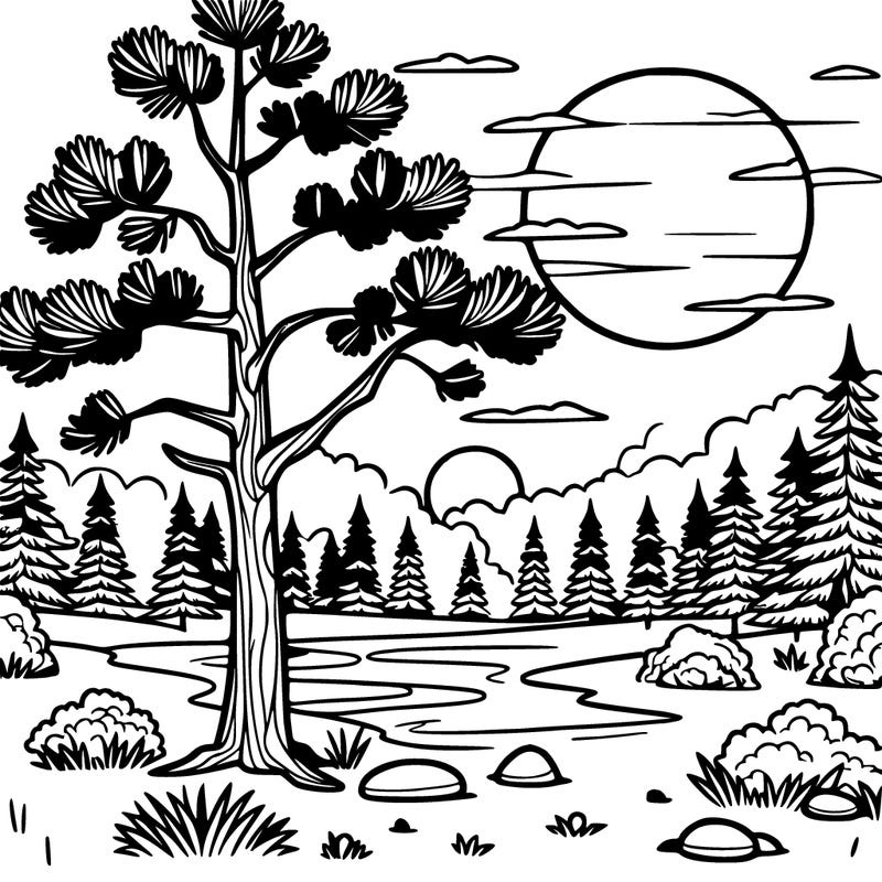 pine tree sunset view