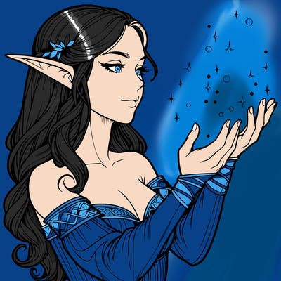 realistic elf girl doing magic