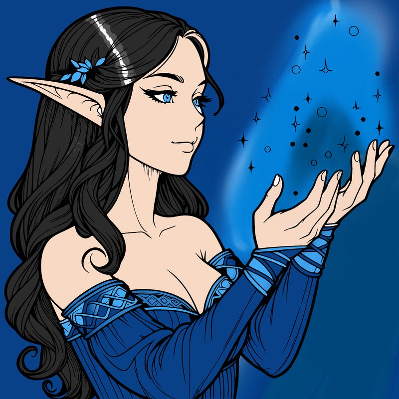 realistic elf girl doing magic
